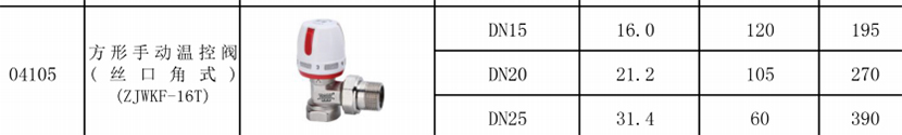 04105方型手动温控阀丝扣角式